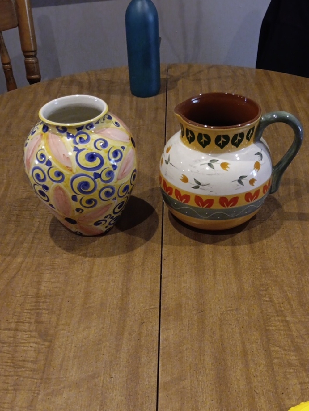 Hand-Painted Ceramic Vase and Pitcher Set - Multicolor